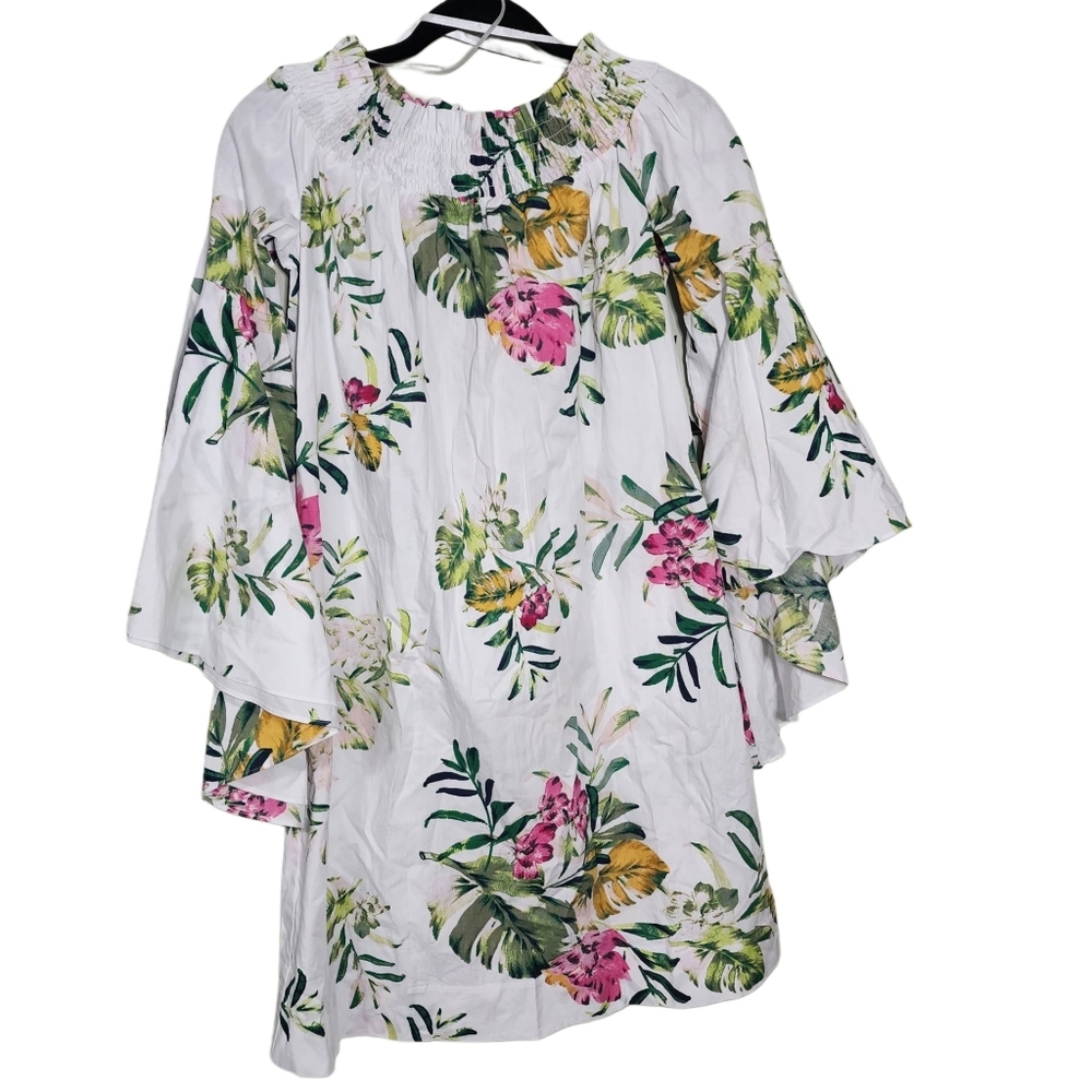 New York & Company off shoulder floral dress ladies 100% cotton size medium